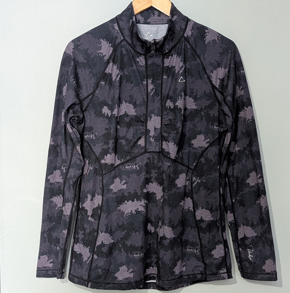 Paradox Marino Wood Base Layer 3/4 Zip Pullover Dark Camo Women's Large